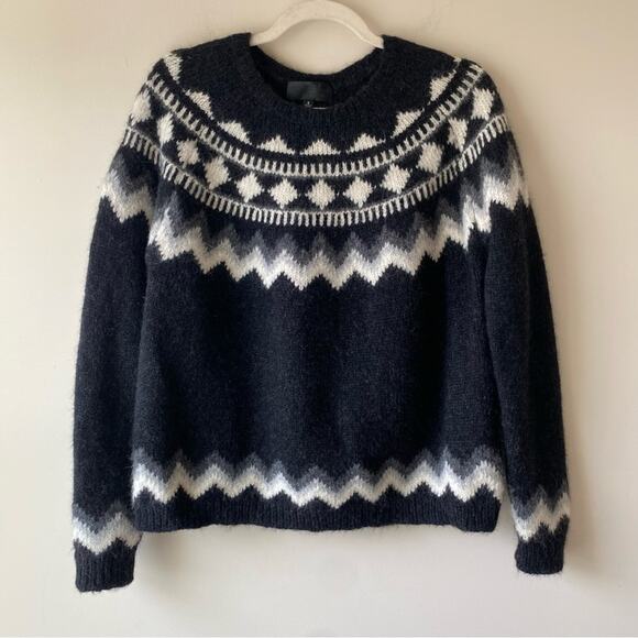 Nili Lotan $595 Adene Fair Isle Crewneck Sweater Baby Alpaca Soft Size S - Picture 1 of 12